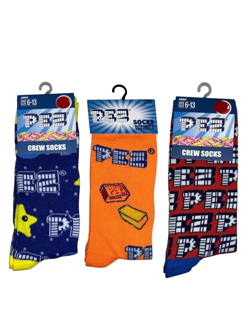3x Pez Candy Novelty Fun Crew Socks Size 6-13